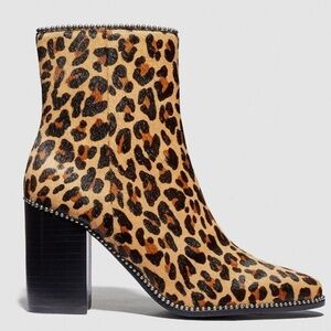 Coach Drea Animal Print Calf Hair Leather Studded Block Heel Ankle Boots 8.5